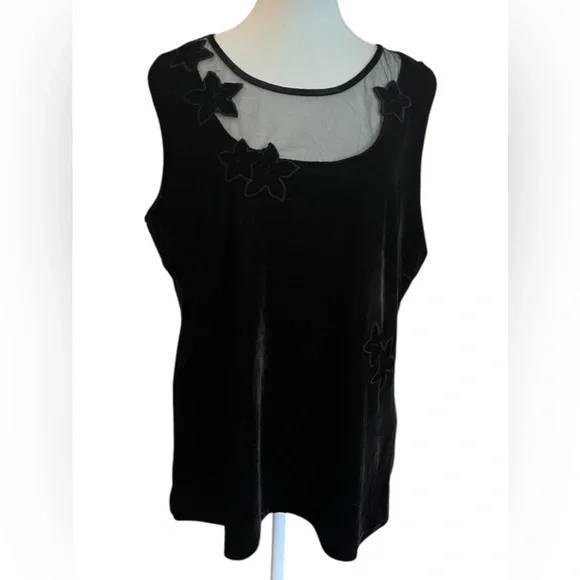 2000s Y2K Witchy Blouse Black Velvet Fairy Grunge Slinky 1X Whimsigoth Victorian - Picture 1 of 11